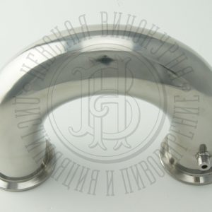 Труба УГОЛ 180 град. (U-образ.) под кламп-соединение 2 дюйма с гильзой под термометр, нержавейка