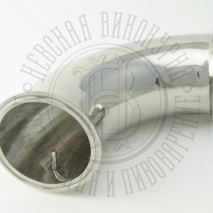 Труба УГОЛ 90 град. под кламп-соединение 4 дюйма с гильзой под термометр, нержавейка