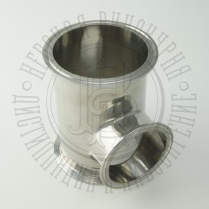 Тройник под кламп-соединение 4 дюйма > 4 дюйма / 3 дюйма с гильзой под термометр, нержавейка