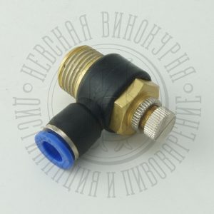 Фитинг-быстросъем "КРАН угловой" для шланга d 10 мм с наружной резьбой 1/2 дюйма, латунь и пластик
