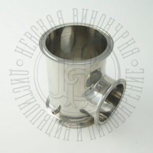 Тройник под кламп-соединение 4 дюйма / 3 дюйма с гильзой под термометр, нержавейка