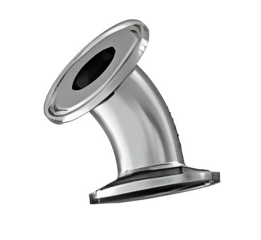 Угол отвод 45 градусов под кламп-соединение 1/2 дюйма, нержавеющая сталь.