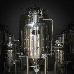 Цилиндро-конический танк ферментер, ЦКТ 60 литров с рубашкой и группой безопасности, нержавейка