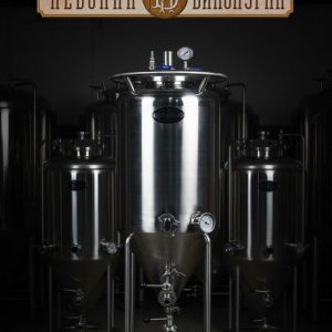 Цилиндро-конический танк ферментер ЦКТ 100 литров без рубашки и термоизоляции,с группой безопасности, перекатная, нержавейка